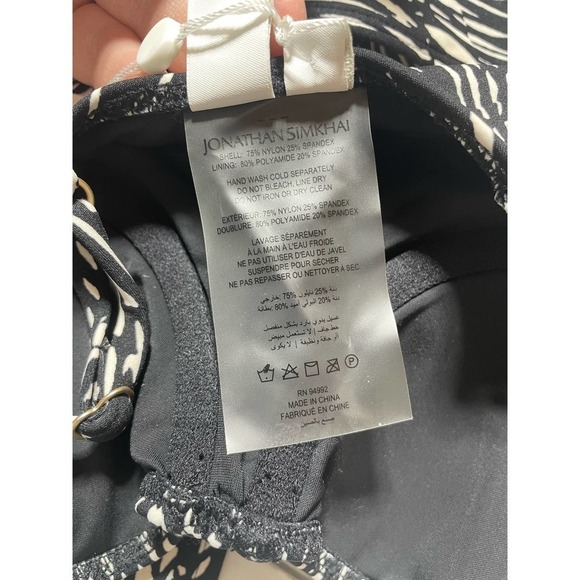 Jonathan Simkhai Noa Swim One Piece Swimsuit Printed Black Underwire Belted S - Picture 10 of 12